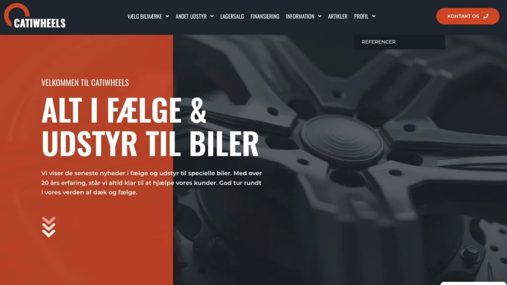 Hjemmesiden til Catiwheels, designet af MF WebDesign