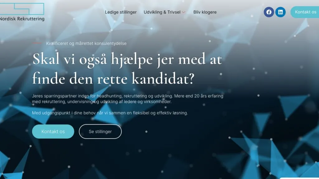 Hjemmesiden til Nordisk Rekruttering, designet af MF WebDesign