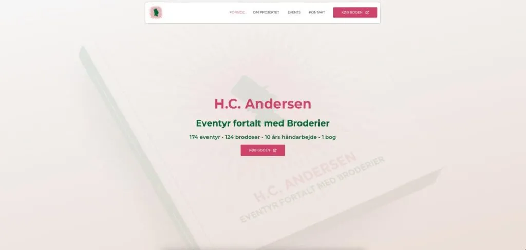 Eksempel på en hjemmeside lavet af Marko Freno: H.C. Andersen vild med broderi