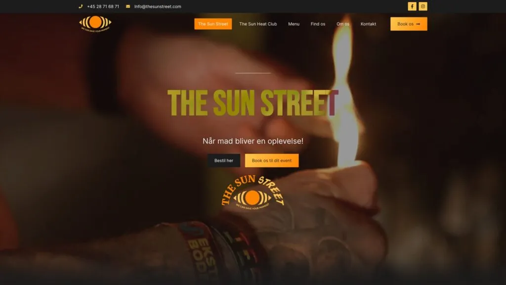 Hjemmesiden til The Sun Street, designet af MF WebDesign