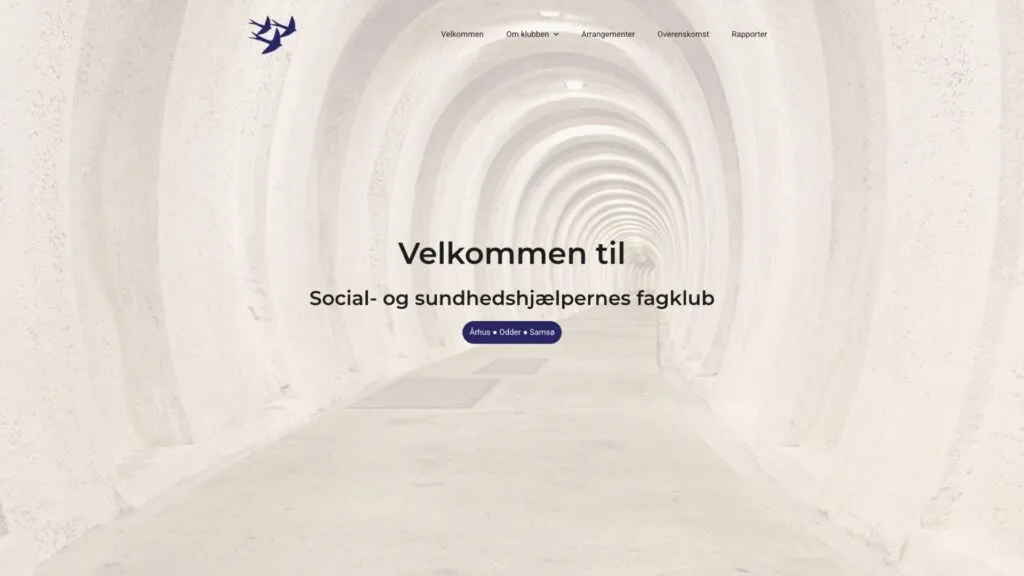 Hjemmesiden til Social og sundhedshjælperne Aarhus, designet af MF WebDesign